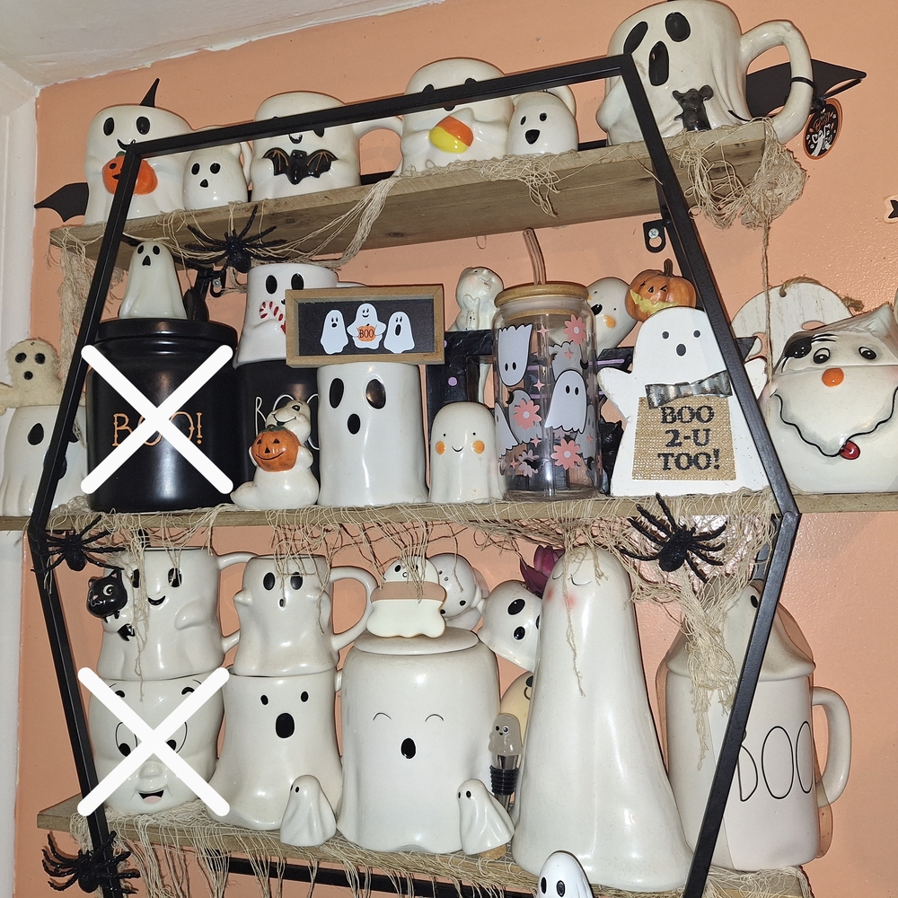 Rae Dunn Ghost-Themed Ceramic Decor Set - White Bundle